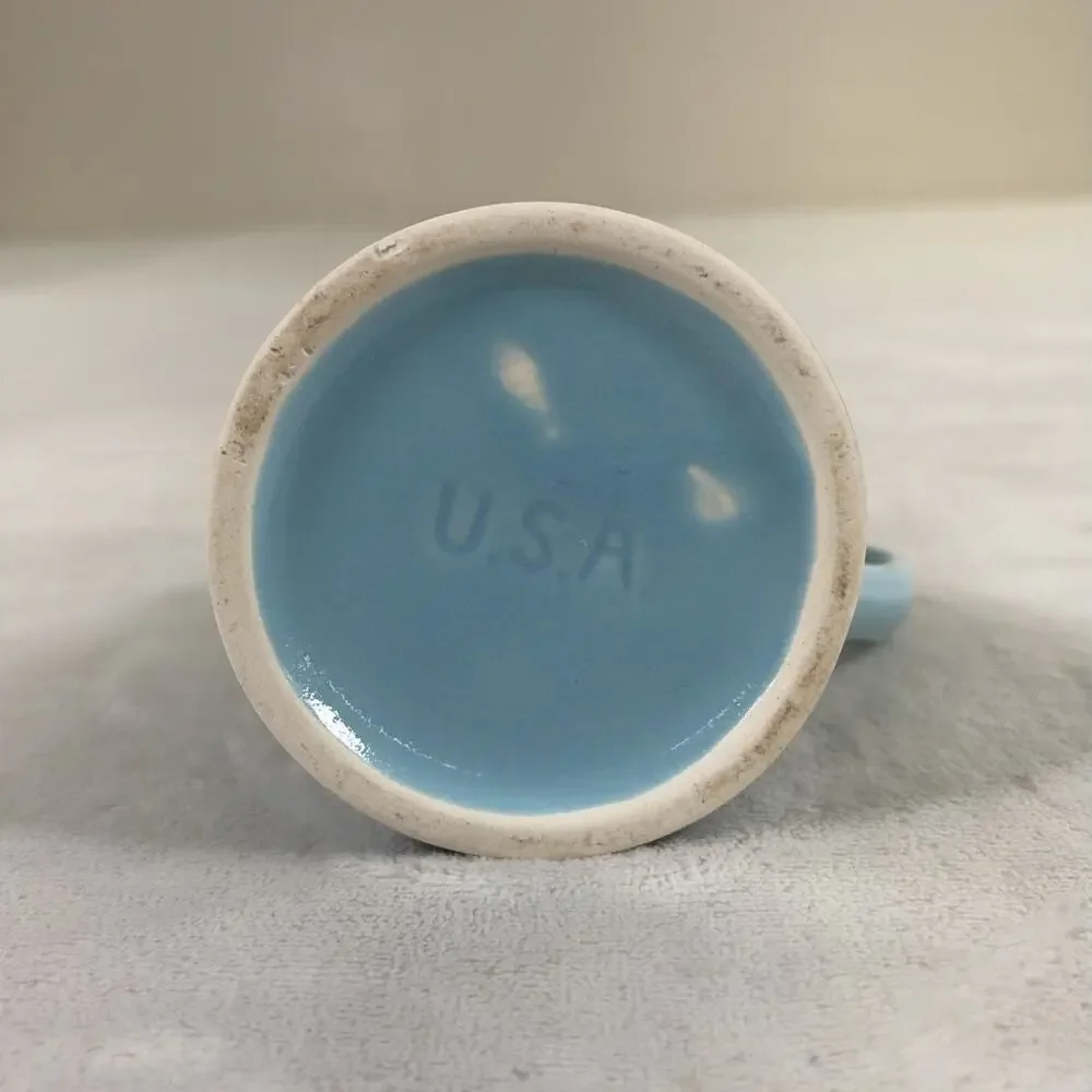 Vtg 60s Cameron Cronin Clay Products Blue Scandia Creamer & Sugar MCM Charity